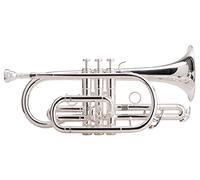 Classic Cantabile CR-400S Cornet en Sib (argenté, pistons en acier inoxydable, coulisse en maillechort, avec étui, embouchure) argent