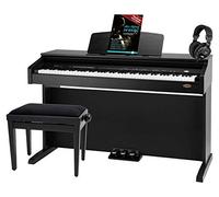 Classic Cantabile DP-210 SM E-Piano SET incl. banc, casque, méthode. Piano numérique 88 touches mécaniques, sorties casque, USB, métronome, 3 pédales, idéal débutants, noir.