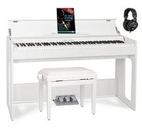 Classic Cantabile DP-S1 WM E-Piano Blanc Mat Set, Piano Numérique | 88 touches lestées avec mécanique à marteaux, Polyphonie 64 voix, Dynamique de frappe réglable sur 5 niveaux, 10 sons, Soft