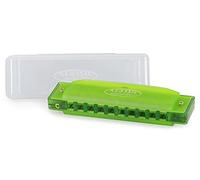Classic Cantabile FBH-10 GN FunKids Harmonica C-Dur - Harmonica diatonique 10 trous en plastique - Anches en bronze phosphoreux - Idéale pour enfants - Étui plastique inclus - Vert