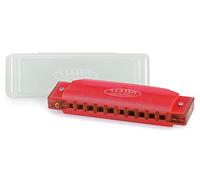 Classic Cantabile FBH-10 RD FunKids Harmonica Diatonique en C - Harmonica 10 trous en plastique - Anches en bronze phosphoreux - idéal pour enfants - Étui plastique inclus - Rouge