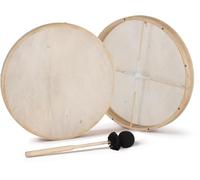 Classic Cantabile FD-18 Tambour sur Cadre accordable, Peau Naturelle 18" | Cadre massif en frêne, diamètre 46,7 cm, hauteur 5 cm, croix en cuir, mailloche et accord inclus