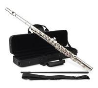 Classic Cantabile FL-100 Flûte Traversière, idéale débutants, maillechort nickelé, clés fermées, mécanique en E, sol avancé, accord en do, étui et accessoires inclus, finition argentée.
