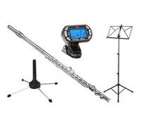Classic Cantabile FL-200 flûte traversière en maillechset avec métronome, pupitre et support de pose