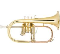 Classic Cantabile FL-26L Bugle laqué, Modèle: FL-26L, Accord: Bb, Perce: 11 | 3 pistons Perinet, Diamètre de la cloche: 152 mm, 2 mm, Embouchure USA, Entièrement en laiton, Coulisse pour la 3e valve
