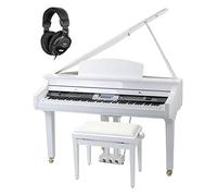 Classic Cantabile GP-500 Piano à Queue Numérique Blanc Brillant SET incl. Banquette + Casques