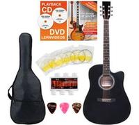 Classic Cantabile guitare acoustique folk avec micro guitare, set démarrage à 4 pièces, noir G