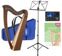 Classic Cantabile H-22 WN Harpe Celtique 22 cordes, mécanique demi-ton, accord Mi bémol majeur. Inclut housse, école, pupitre, accordeur, 2 clés d’accord. Hauteur 83,5 cm.