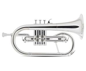 Classic Cantabile KFL-30SR Bugle Bb En Plastique ABS, Argenté | Accord en Bb, corps ABS argenté, 600 g, perce 11,5 mm, pavillon 153 mm, valves Perinet, gigbag, embouchure