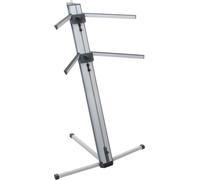 Classic Cantabile KS-100 Support Double Pour Claviers - Support Clavier 2 Niveaux Réglables En Hauteur - Support Avec Capacité De Charge De 25 Kg Par Niveau - Connexion Pour Bras Micro - Argent
