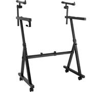 Classic Cantabile KSD-400Pro MK II Support Clavier Pro Set - Support clavier réglable à 2 niveaux - 4 roulettes et support casque - Charge maximale 100 kg - Largeur et hauteur réglables - Noir