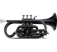Classic Cantabile MardiBrass Cornet Bb en plastique noir, Perce: 11 | Cornet accordé en Bb, Matériau: plastique ABS, 7 mm, Diamètre du pavillon: 122 mm, Valves Perinet en aluminium revêtu