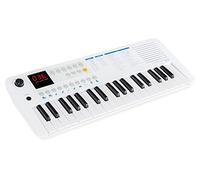 Classic Cantabile MINI-37 Clavier - 37 mini-touches - Alimentation via USB-C ou piles - 100 sons et rythmes - USB-MIDI - Haut-parleur et sortie casque - blanc-bleu
