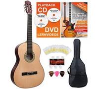 Classic Cantabile AS-851 4/4 Guitare Classique Concert Set Débutant Complet (Guitare Classique, Housse Gigbag, Cordes Nylon, Livre/École, 3 Médiators et Sifflet Accordeur)