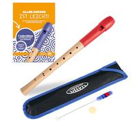Classic Cantabile Pivella Flûte à Bec C-Soprano Set - Érable avec tête en plastique - Doigté baroque - Incl. méthode, étui, tableau des doigtés, bâtonnet de nettoyage et graisse pour liège - Rouge