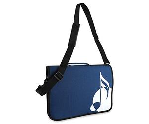 Classic Cantabile Sacoche à partitions, sac pour cours de musique et éveil musical, compatible formats DIN et US, avec sangle d’épaule, compartiments accessoires, design musical bleu.
