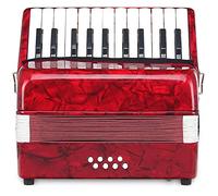 Classic Cantabile Accordéon concertina enfants débutants 8 basses 22 touches poche sangles rouge