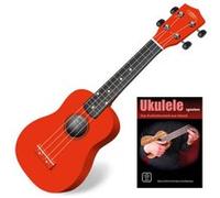 Ukulele Soprano de Guitare Uke 21'' Bois Erable 4 Cordes Nylon Couleur Rouge Set