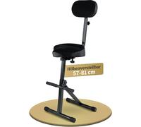 Classic Cantabile ST-200 Pro Tabouret Debout Chaise Haute, Structure Acier Massif, Pieds Caoutchouc, Hauteur réglable 57-81 cm, Assise 41x8,5x37 cm, Couleur Noir.