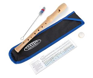 Classic Cantabile Stella Flûte à Bec en érable, deux parties, doigté allemand. Idéale dès 6 ans. Comprend étui, tableau des doigts, nettoyeur et graisse pour liège.