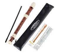 Classic Cantabile Stellina Flûte à Bec Soprano Do, doigté baroque, plastique, idéale débutants et avancés, avec étui, baguette de nettoyage et tableau des doigtés, marron.