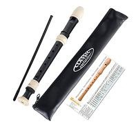 Classic Cantabile Stellina Flûte à Bec Soprano - Do Soprano - Doigté Baroque - Flûte à Bec en Plastique - Idéale pour Débutants et Confirmés - Étui, Baguette de Nettoyage et Tableau des Doigts - Noir