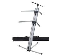 Classic Cantabile Support Clavier KS-100 argent incluant micro-pied | Support clavier double, Construction stable et variable, Haute capacité de charge, Longueur du bras: 38 cm, Poids: 8, 1 kg