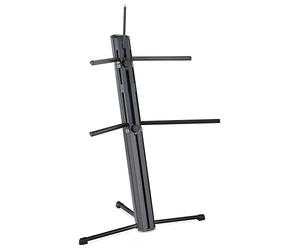 Classic Cantabile Support Clavier KS-150 Noir, Support clavier double | Construction stable et modulable, Les deux niveaux réglables en hauteur sans palier, Grande capacité de charge, 5 cm, 3 kg