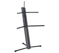Classic Cantabile Support de clavier KS-150 noir - Deux niveaux - Les bras peuvent être rangés dans la colonne - Réglable en hauteur en continu - Support de microphone avec filetage 3/8" - Noir
