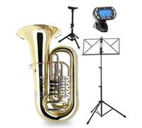 Classic Cantabile T-190 4/4 Bb Tuba Lot incl. Métronome, Embouchure Pupitre Notes, Stand Tubas