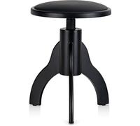 Classic Cantabile Tabouret De Piano - Hauteur Réglable 47-60 cm - Mécanisme À Vis - Assise Ø 34 cm - Bois Massif, Revêtement Similicuir - Design Intemporel Noir Mat