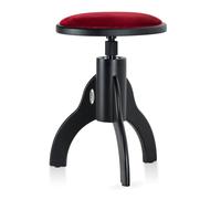 Classic Cantabile Tabouret de piano noir mat avec assise en tissu velours rouge