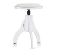Classic Cantabile Tabouret De Piano Similicuir, 47-60 cm, Blanc Mat | Assise 34 cm, bois massif, similicuir, vis réglable/verrouillable, patins caoutchouc antidérapants, préassemblé