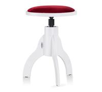 Classic Cantabile Tabouret De Piano Velours, 47-60 cm, Blanc Mat | Assise 34 cm, Bois Massif, Revêtement En Velours, Mécanisme À Vis Fixable, Pieds En Caoutchouc Antidérapants, Préassemblé