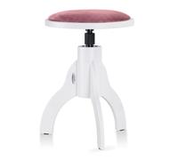 Classic Cantabile Tabouret De Piano Velours, 47-60 cm, Blanc Mat | Assise 34 cm, bois massif, velours, vis verrouillable, pieds caoutchouc antidérapants, livré prémonté
