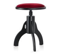 Classic Cantabile Tabouret De Piano Velours, 47-60 cm, Noir Mat/Rouge | Assise 34 cm, bois massif, revêtement velours, mécanisme à vis fixable, pieds caoutchouc antidérapants, livré préassemblé