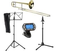 Classic Cantabile TP-42 Trombone Ténor Lot incl. Métronome, Pupitre de Notes, Stand à Trompette G