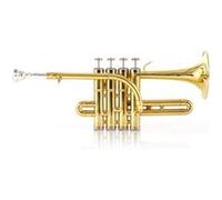 Classic Cantabile Brass PT-196 Piccolo Trompette en Sib - Forme Longue - Perce : 11,7 mm - Pavillon : 100 mm - Laiton, verni - Inclus embouchure et étui
