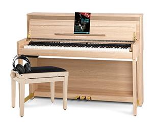 Classic Cantabile UP-1 LA Piano Droit Numérique - 88 Touches Clavier électronique à marteaux - Synthetiseur avec USB, MIDI, 40 voix, 256 polyphonie - Set avec Banc et Casque - Chêne Clair