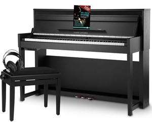 Classic Cantabile UP-1Plus SM Piano Numérique Droit Deluxe Set - 88 touches en bois lestées avec clavier Graded Hammer - incluant banc de piano, casque et méthode de piano - Noir mat