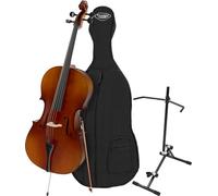 Classic Cantabile Violoncelle 4/4 - Set étudiant: archet, housse, support | Table en épicéa lamellé, corps érable, accordeurs fins, finition brillante, gigbag poches ext., support violoncelle pliable