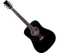 Classic Cantabile WS-10BK-LH Guitare Western Gaucher (Dreadnought, Western acoustique, cordes acier, débutants & avancés, lefthand) noire