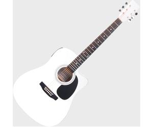 Classic Cantabile WS-10WH-CE Guitare Western blanche avec micro, 6 cordes | Style Dreadnought avec cutaway, 20 frettes, Sillets de frettes: maillechort, Table, fond, éclisses: tilleul stratifié, 5 cm