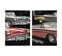 Classic Car Roadsters Étui de passeport à l'ancienne ultra fin en similicuir PU pour documents de voyage compact de qualité supérieure pour passeport international américain pour homme et femme