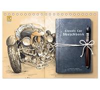 Classic Car Sketchbook (Tischkalender 2026 DIN A5 quer), CALVENDO Monatskalender: Europäische Oldtimer der 20er, 30er und 40er Jahre
