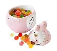 Classic Ceramic Jar - Large Chicken Storage Box, 10 Inch Food Container with Lid, Porcelain Material Organizer with Handle, Kitchen Decorative Style, Rustic Cookie Jar for Home, Bookshelf, Apartment