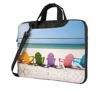 Classic Chairs Beside The Blue Sea Sky Sacoche pour ordinateur portable Porte-documents Compartiment pour ordinateur portable Élégant Sac d'affaires Bureau séparé
