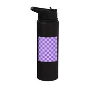 Classic Checkered Checker Checkerboard Purple Pattern Stainless Steel Insulated Water Bottle