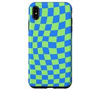 Classic Checkered Checker Checkerboard Wavy Blue Green Coque pour iPhone XS Max