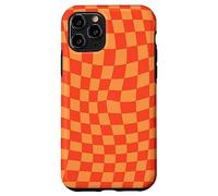 Classic Checkered Checker Checkerboard Wavy Orange Coque pour iPhone 11 Pro